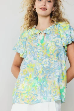 Abstract Floral Print Top