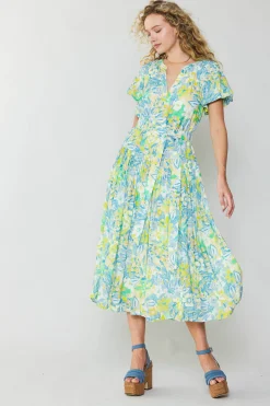 Abstract Floral Printed Midi Dress