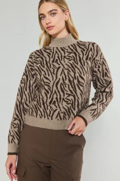 Abstract Mock Neck Sweater