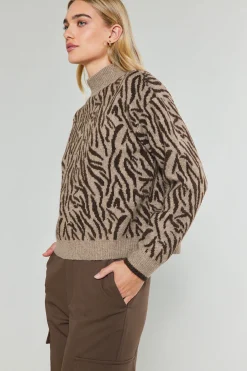 Abstract Mock Neck Sweater