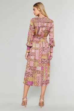 Aida Quilted Pattern Midi Dress