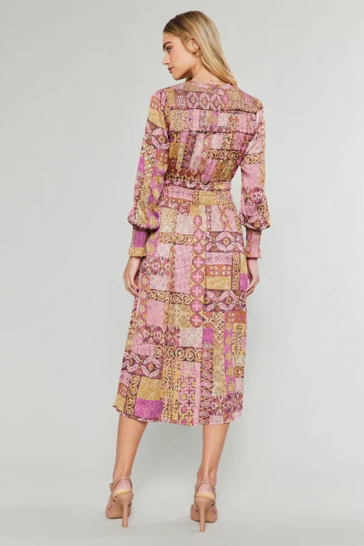 Aida Quilted Pattern Midi Dress