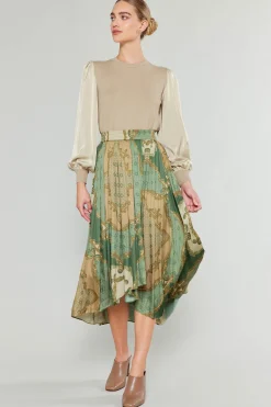 Asymmetrical Vintage Print Skirt