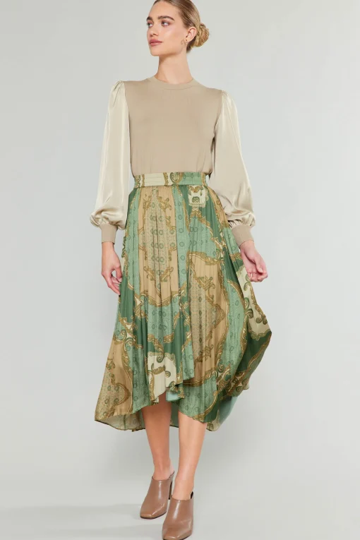 Asymmetrical Vintage Print Skirt