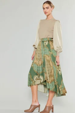 Asymmetrical Vintage Print Skirt