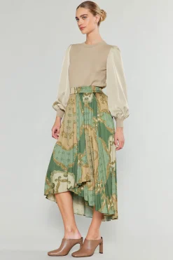 Asymmetrical Vintage Print Skirt