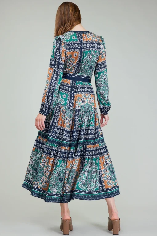 Belted Abstract Midi Dress