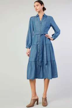 Belted Collar Shirt Dress