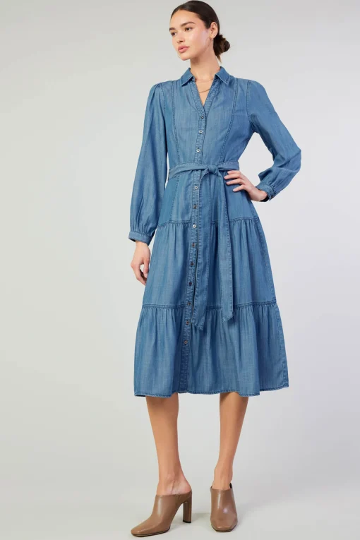 Belted Collar Shirt Dress