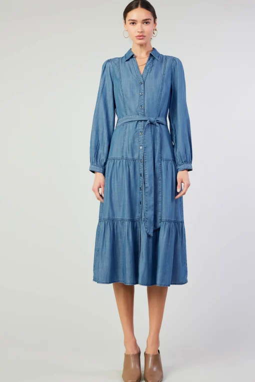Belted Collar Shirt Dress