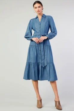 Belted Collar Shirt Dress