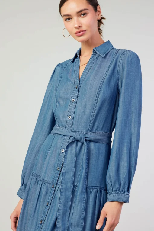 Belted Collar Shirt Dress