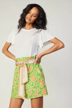 Belted Floral Patterned Shorts