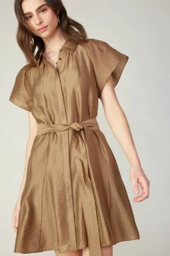 Belted Godet Mini Dress