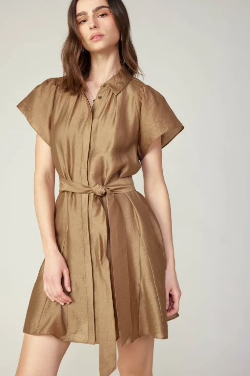 Belted Godet Mini Dress