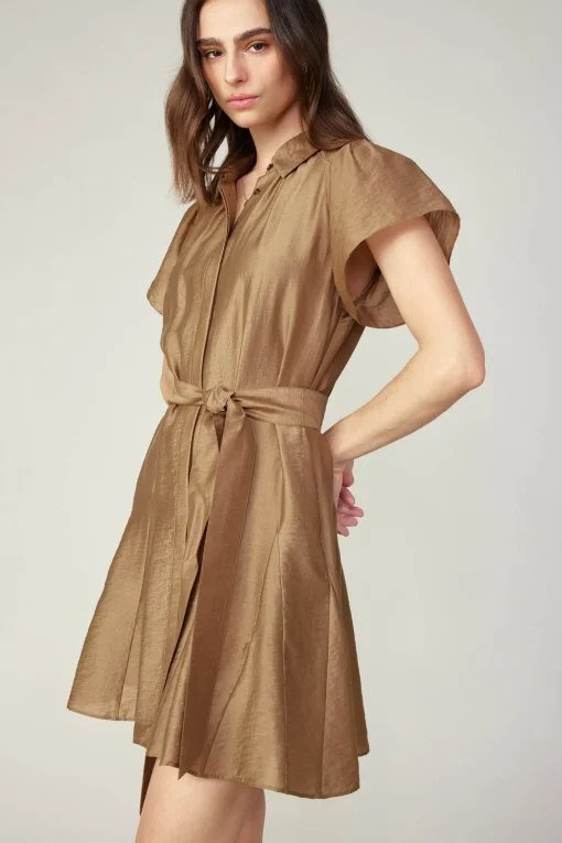 Belted Godet Mini Dress