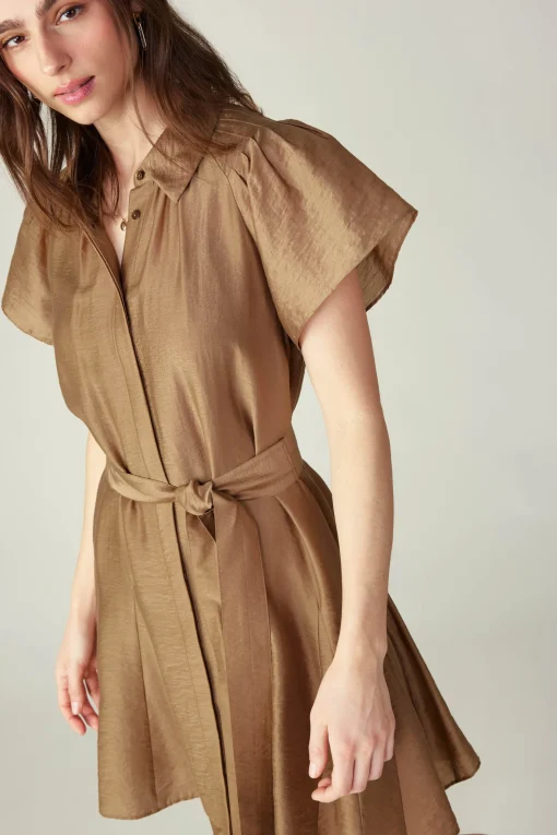 Belted Godet Mini Dress