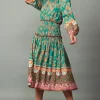 Border Multi Print Midi Dress