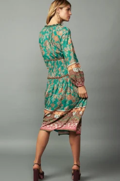 Border Multi Print Midi Dress
