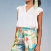 Border Print Floral Block Shorts