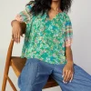 Bordered Floral Print Top