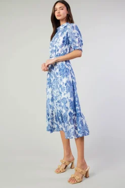 Botanical Jacquard Midi Dress