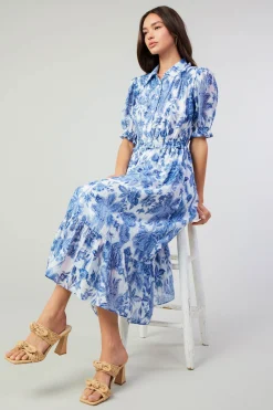 Botanical Jacquard Midi Dress
