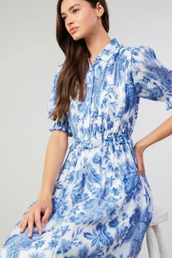 Botanical Jacquard Midi Dress