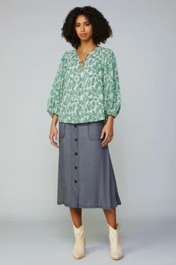 Botanical Jacquard Raglan Blouse