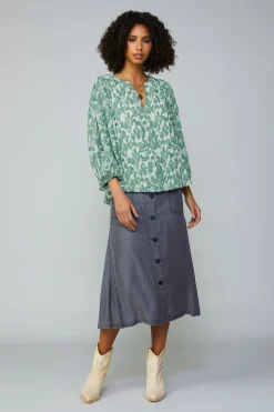Botanical Jacquard Raglan Blouse