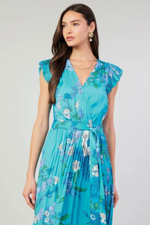Botanical Pleated Midi Dress