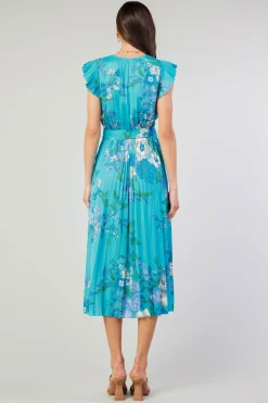 Botanical Pleated Midi Dress