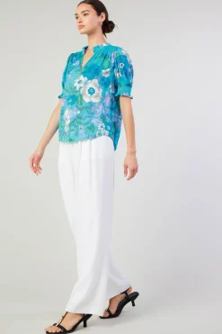 Botanical Smocked Shoulder Blouse