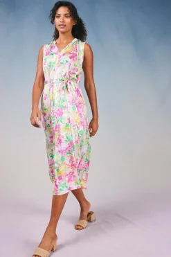 Botanical Watercolor Midi Dress