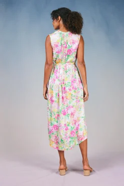 Botanical Watercolor Midi Dress
