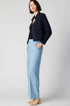 Button Down Pleated Top