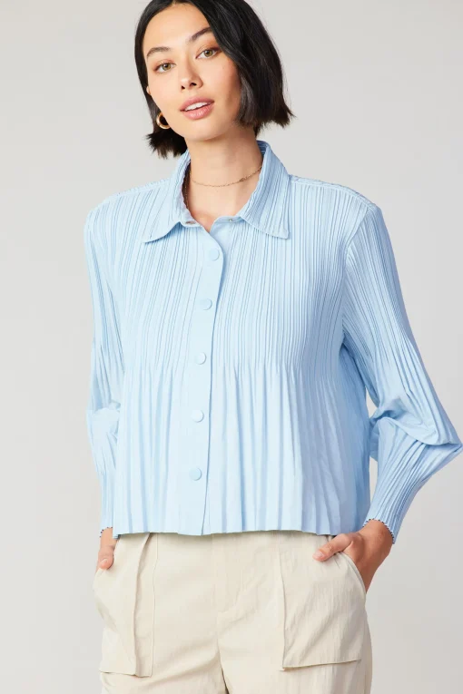 Button Down Pleated Top