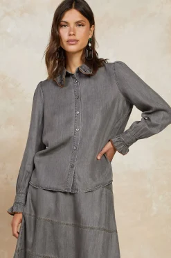 Chambray Button Down Blouse