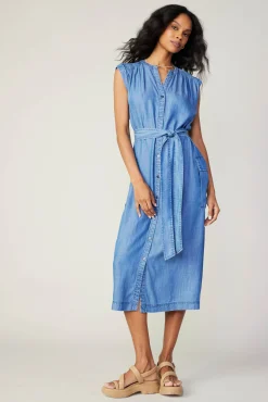 Chambray Buttondown Shirt Dress