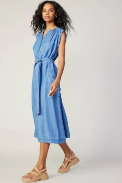 Chambray Buttondown Shirt Dress