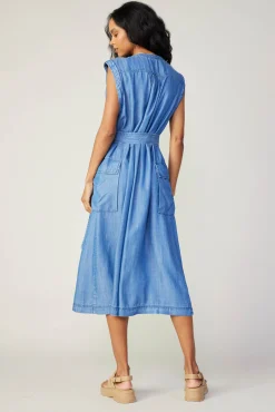 Chambray Buttondown Shirt Dress