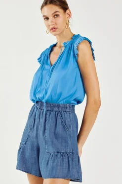 Chambray Tiered Shorts