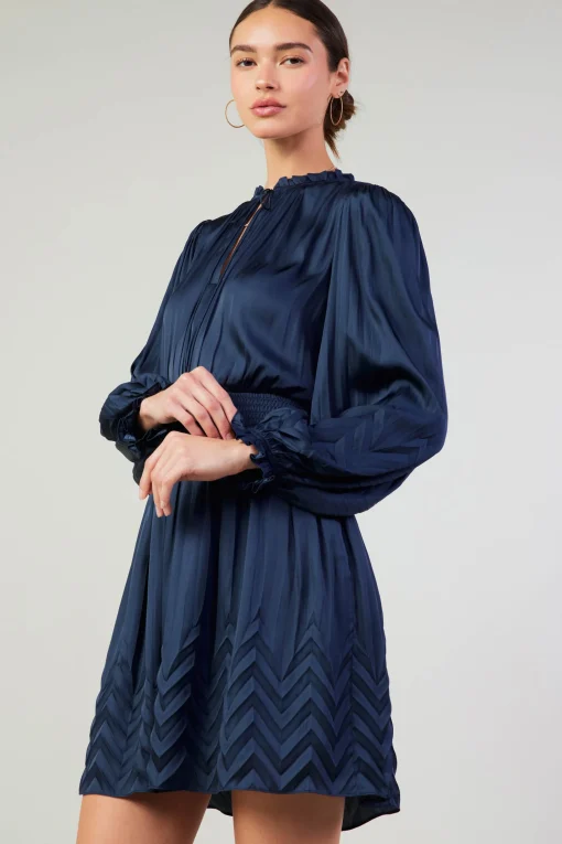 Chevron Pleat Mini Dress