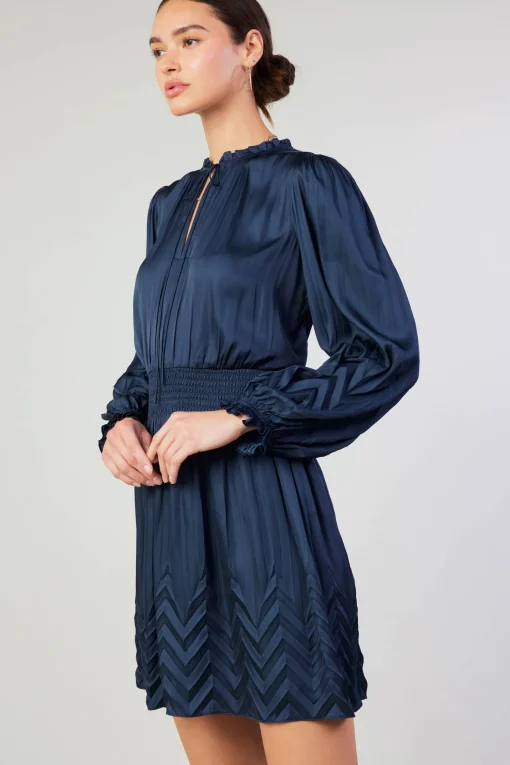 Chevron Pleat Mini Dress