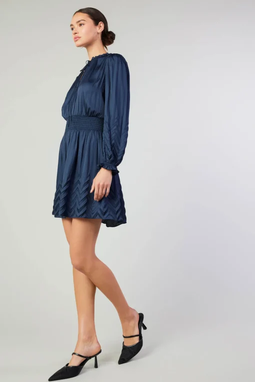 Chevron Pleat Mini Dress