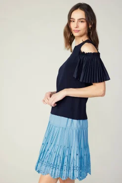 Cold Shoulder Pleated Top