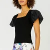 Constrast Puff Sleeve Sweater Top