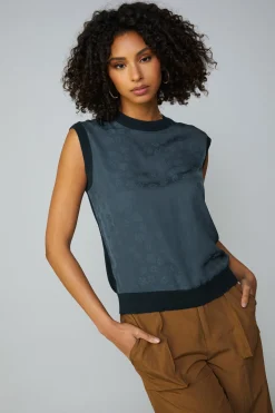 Contrast Crewneck Top