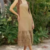 Contrast Lace Knit Dress