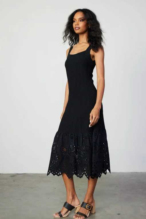 Contrast Lace Knit Dress
